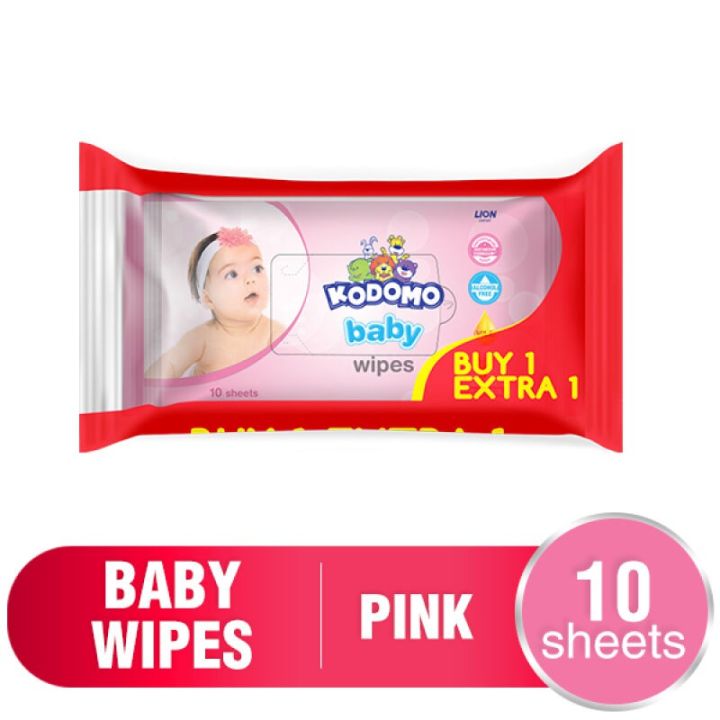 KODOMO BABY WIPES R.MILK PINK 10'S