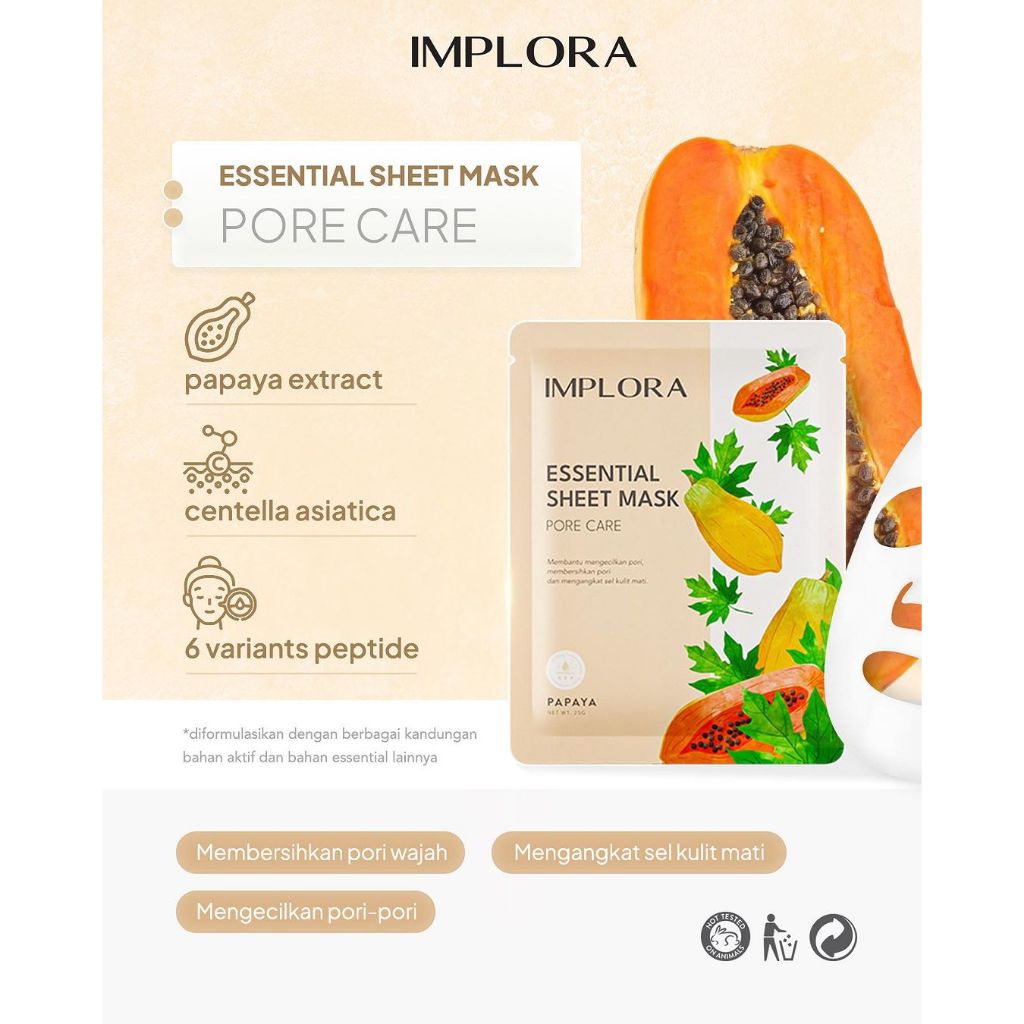 IMPLORA SHEET MASK PORE CARE PAPAYA 25GR